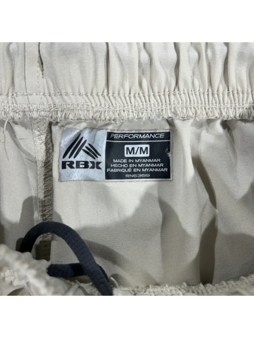 RBX Men's Light Beige Athletic Shorts with Black Trim